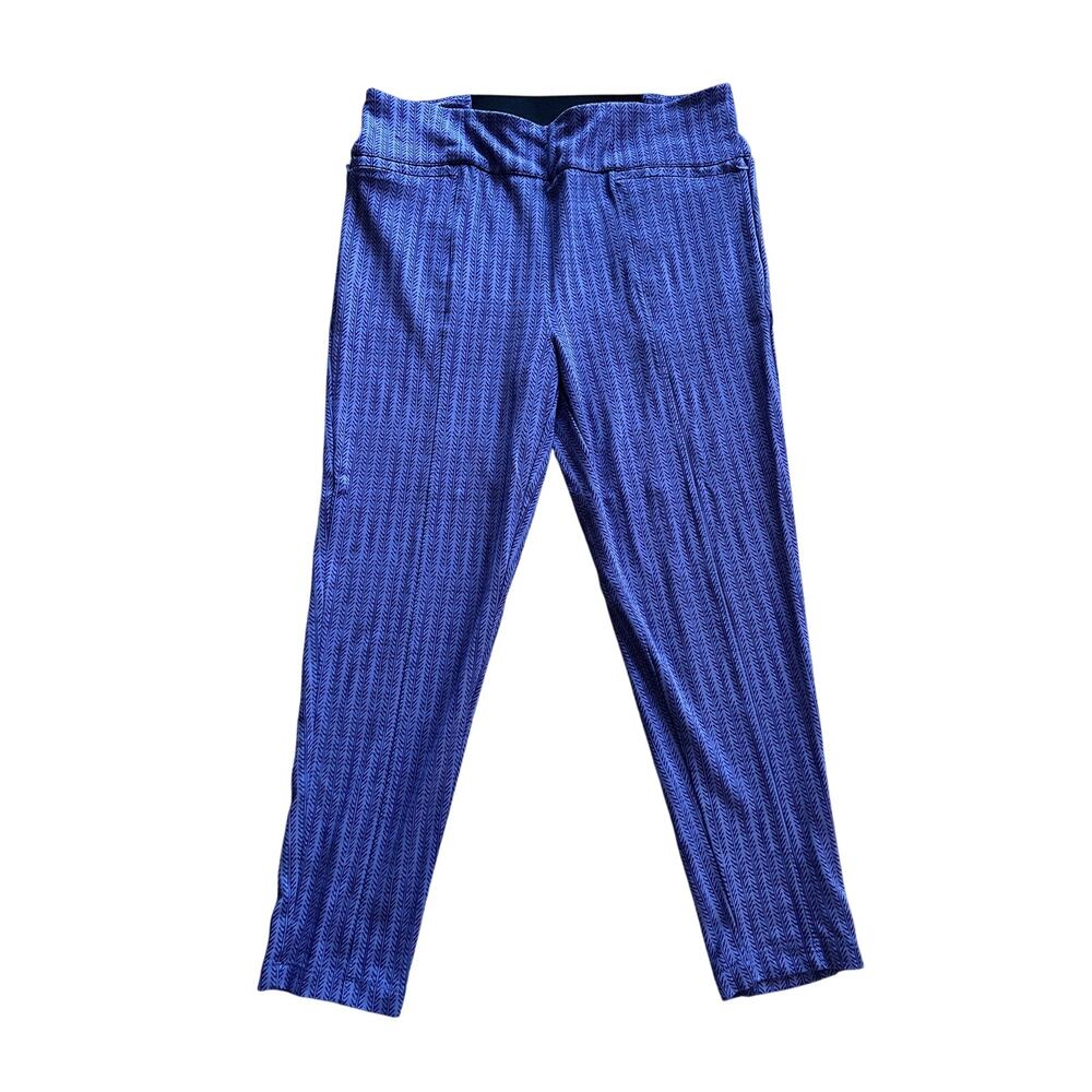 Betabrand XL Powerdown Skinny Purple Print Yoga Slacks‎ Pants Stretch Leggings